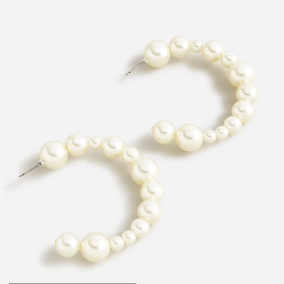 J. Crew Jewelry - NWT J. Crew Mixed Pearl Hoop Earrings
